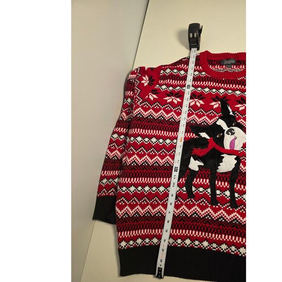 33 Degrees Plus Size 3XLT Ugly Christmas Sweater BOSTON TERRIER Dog Cozy Party - Picture 7 of 7